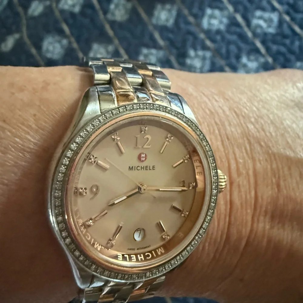 Michele Belmore Stainless and Rose Ladies Watch with Diamonds! - Picture 4 of 8